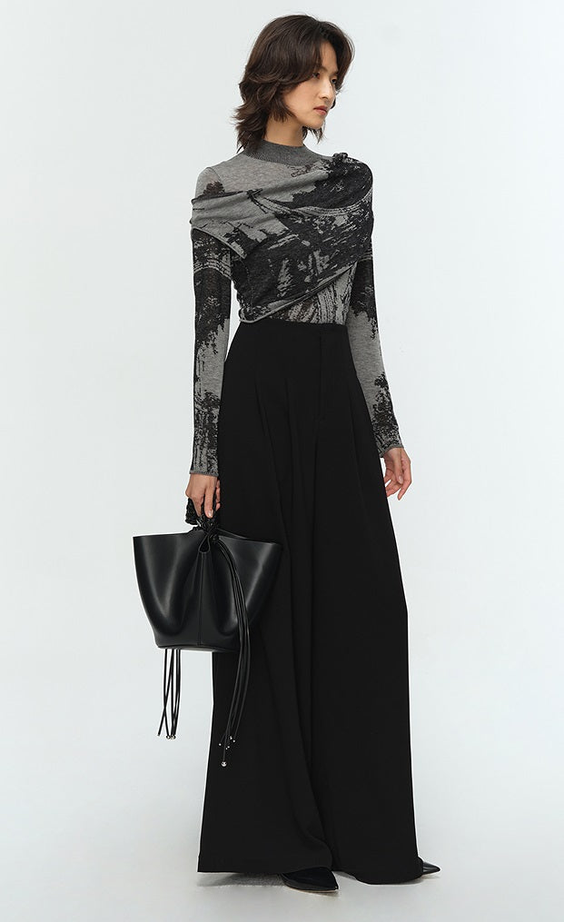 COMME MOI Lu Yan designer's new women's two-piece jacquard wool knitted sweater- TERRA.