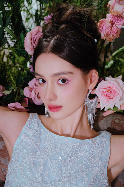 Wardrobes by Chen Luxury Light Crystal Diamond Tassel Earrings-Dudu