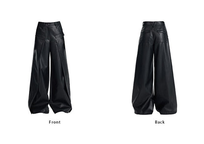 TINY IN black high waist casual wide leg long pants-EMI