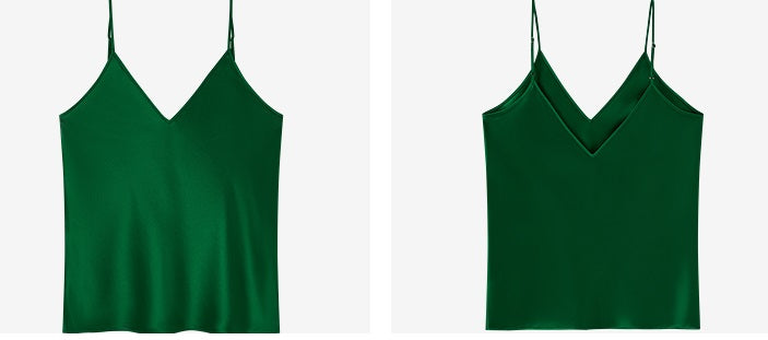 COMME MOI Lv Yan Designer Spring Women's Acetate V-Neck Green Suspenders - CLARA.