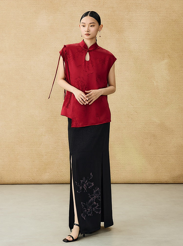 HECO summer high-waisted straight hip slit long skirt - KRISTOFF.