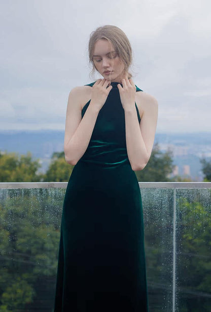 GOUDIN velvet long dresses French simple  dresses-ANKA.