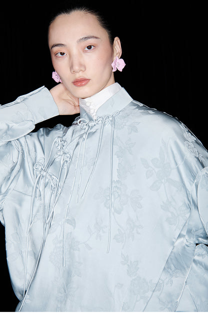 M essential Mackay designer pastel bue disc button placket shirt pant top set - sept.