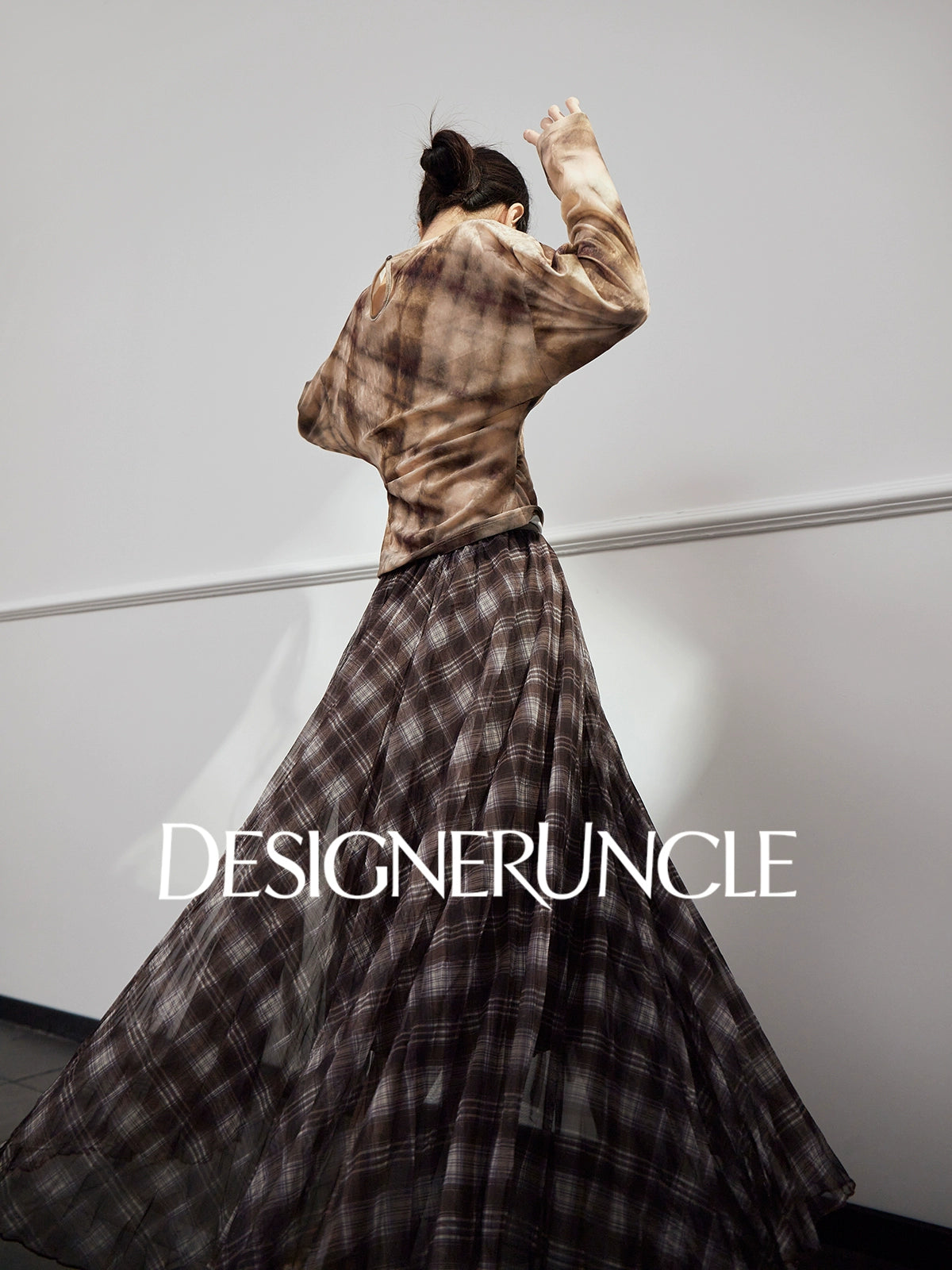 DGU|Checkered Long Sleeve T-Shirt Autumn New Loose Skirt Lazy Design Top - BOAST.