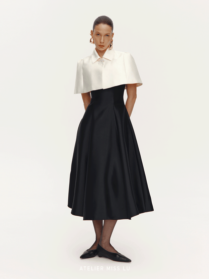 ATELIER MISS LU [Cloud Princess] rhinestone embellishment glossy cape crop top - SILL.