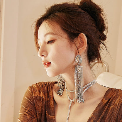 DOLLY Elegant Rhinestone Diamond Tassel Chic Earrings-ABIGAIL