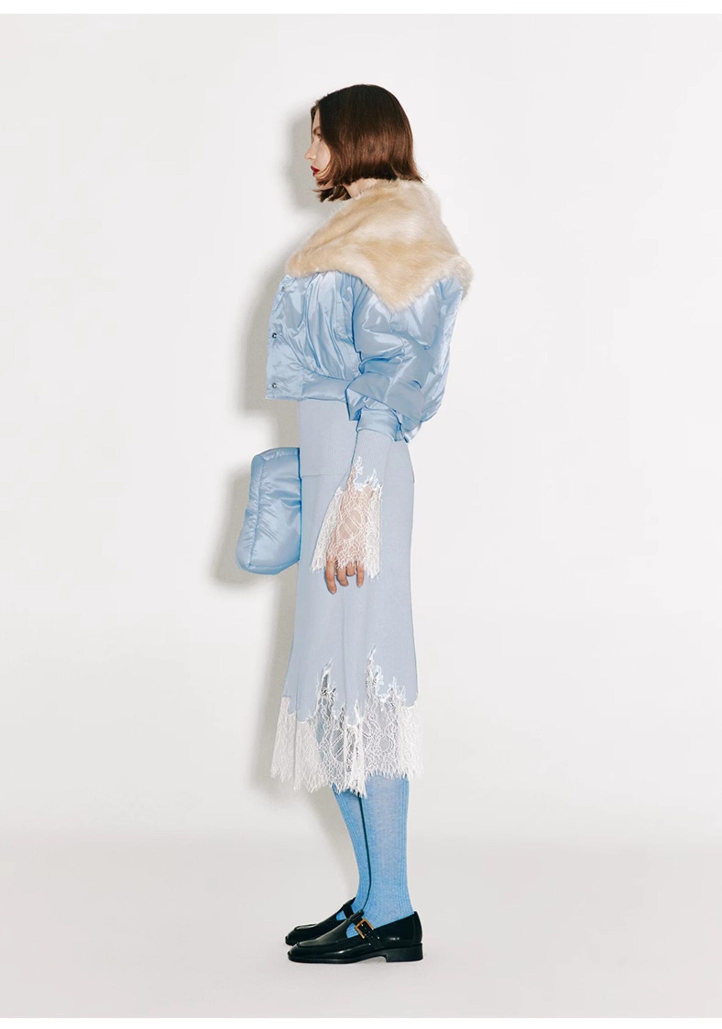 ATELIER MISS LU lace-panelled cashmere and wool-blend top - IRIS