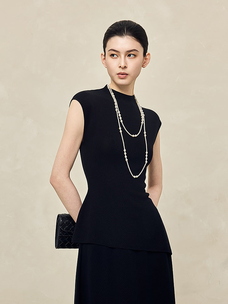 HECO Shoulder Sleeveless Oblique Hem Top - SABO.