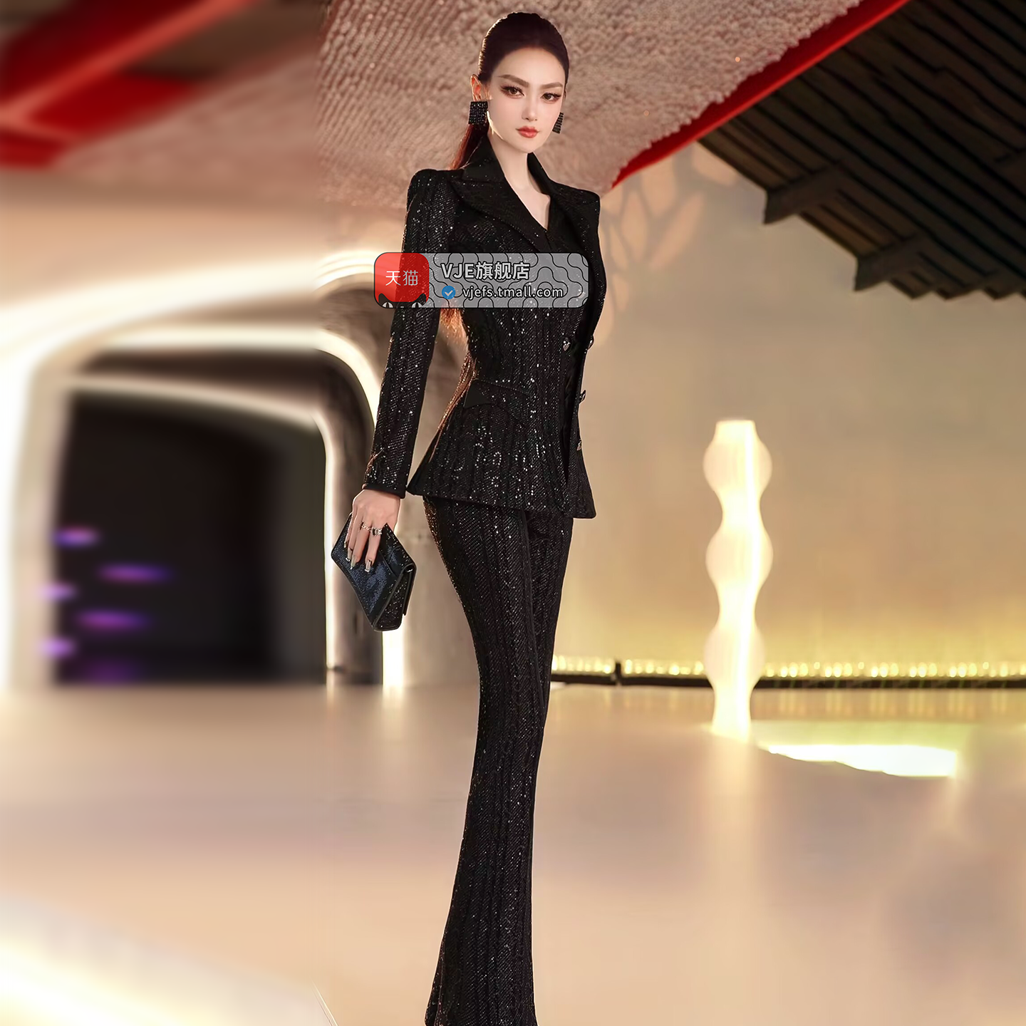 VJE OL suit micro-flared pants two-piece professional suit-SLUM.