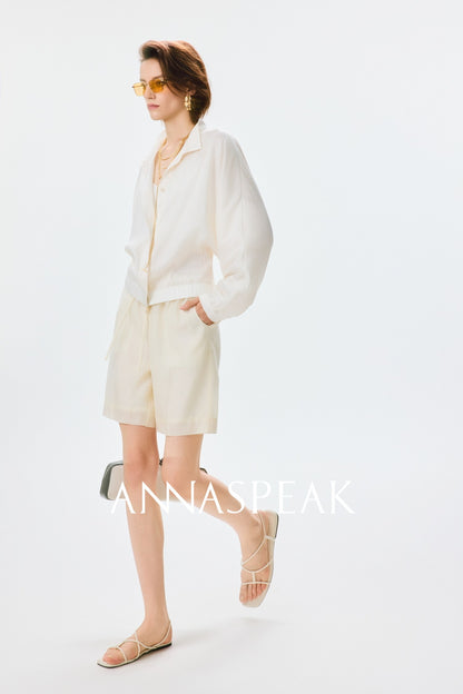 ANNASPEAK Lightweight and breathable silk Viscose  stand-up collar shirt-HUGH.
