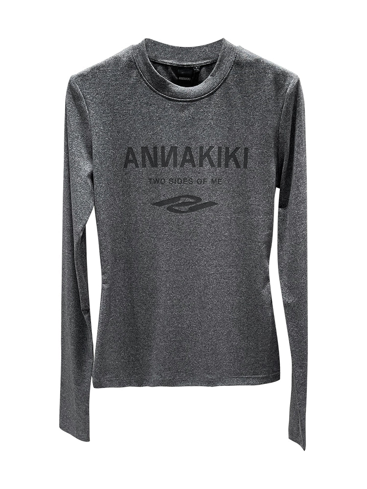 ANNAKIKI Autumn Niche Combination Logo Print Long Sleeve T-Shirt-DAICHI