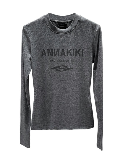 ANNAKIKI Autumn Niche Combination Logo Print Long Sleeve T-Shirt-DAICHI