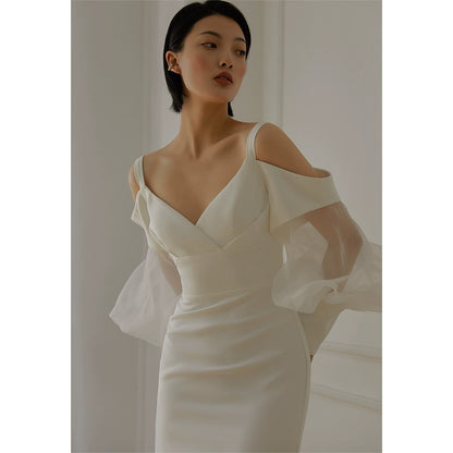 GOUDIN white high-quality texture elegant light luxury evening dress-CAS.