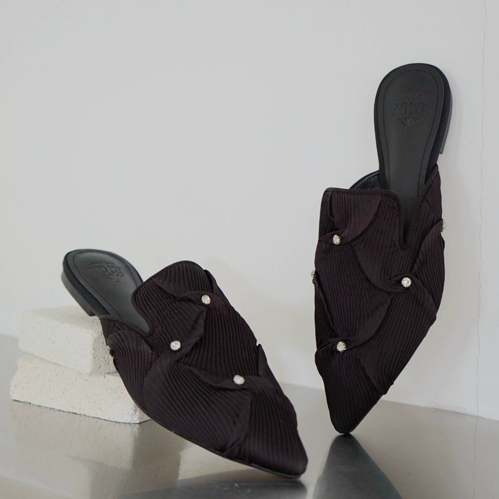 B-FEI rhinestone flat pointed toe slippers-YUJIRO.