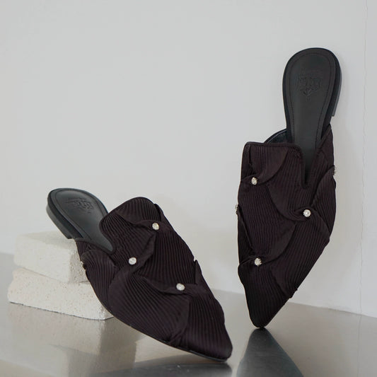 B-FEI rhinestone flat pointed toe slippers-YUJIRO.