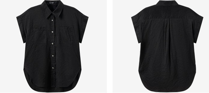 COMME MOI Summer Casual Black Small Cap Sleeve Straight Shirt - SALEM.