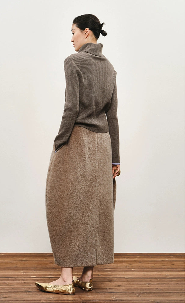 ZHUCHONGYUN Ribbed Wool Knit Long Sleeve Top-TYLER.