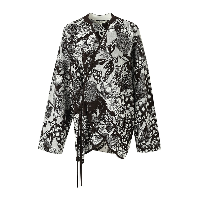 ZHUCHONGYUN spring's knit jacquard loose cross-collared jacket--SHARU.