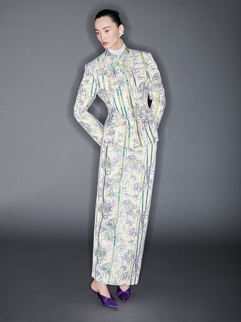 M essential Mackay designer jacquard tunic jacket pencil skirt suit set - Qizhu