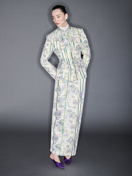 M essential Mackay designer jacquard tunic jacket pencil skirt suit set - Qizhu