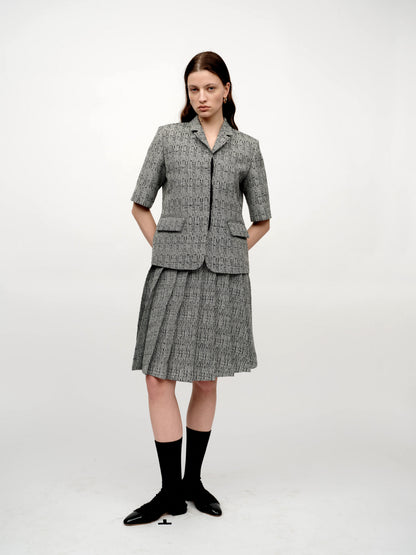 SERRER Black and white textured design pleated skirt - LIAM.