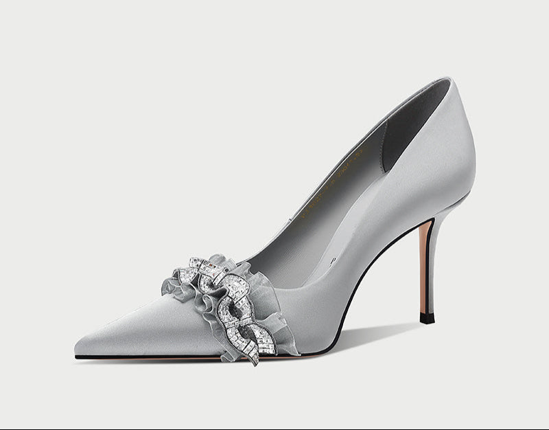 pjjuu french gray stiletto pumps heels  - Meric