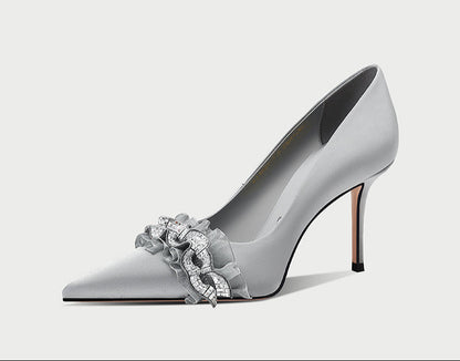 pjjuu french gray stiletto pumps heels  - Meric