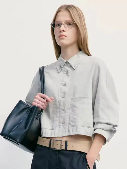 Nothing Written new shirt top women's niche small short high waist shirt-RUBY.