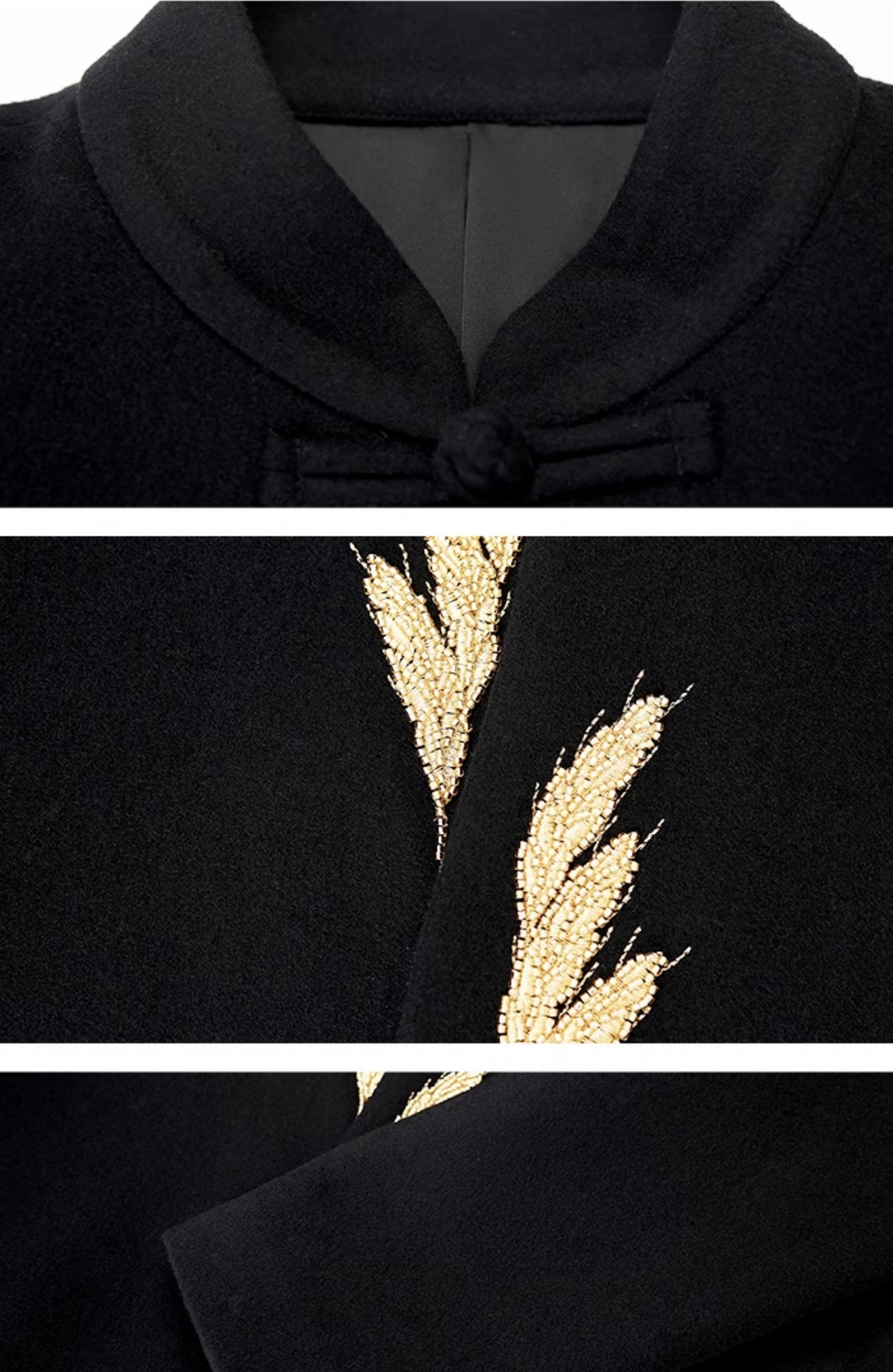 HECO New Wheat Ear Bead Embroidered Wool Tweed Jacket - care.