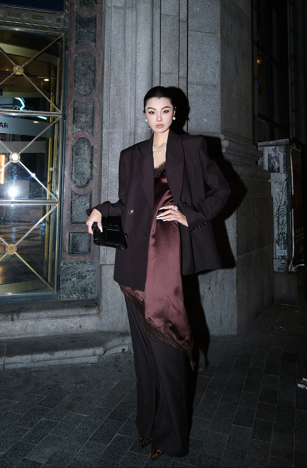 MEI SANGUAN Double-Breasted Suit, Lace Dress & Slacks Set - CLIO