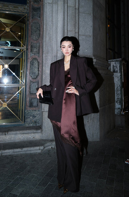 MEI SANGUAN Double-Breasted Suit, Lace Dress & Slacks Set - CLIO