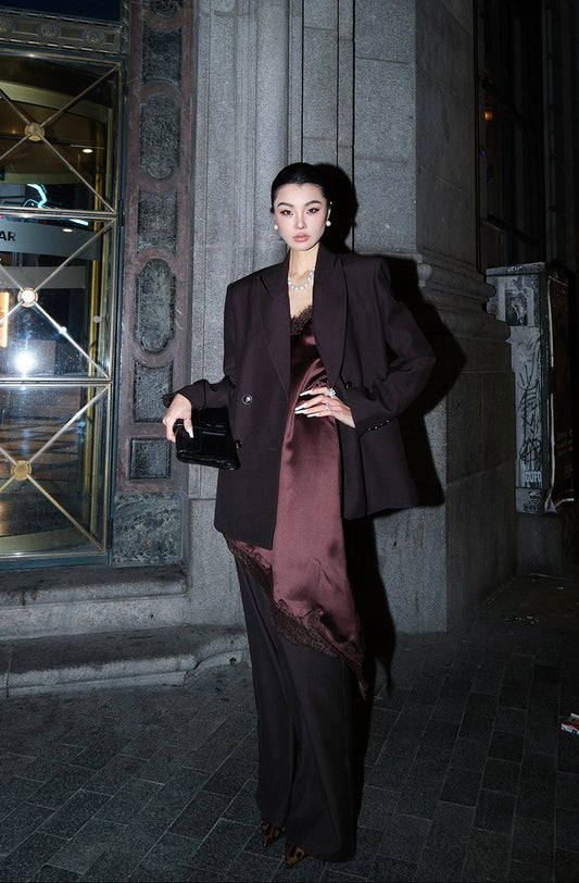 MEI SANGUAN Double-Breasted Suit, Lace Dress & Slacks Set - CLIO