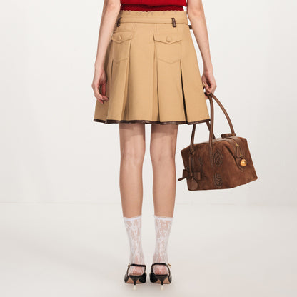 FAME A-Line Double Waist Two Contrasting Pleated Skirts - ARIETTE.