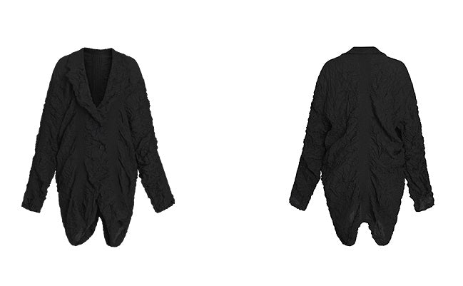 ZHUCHONGYUN light wrinkle buttoned black jacket-ROU.