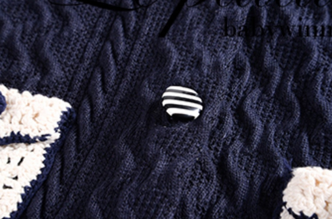 Le Palais  navy knitted puff sleeve top pleated skirt-XERX