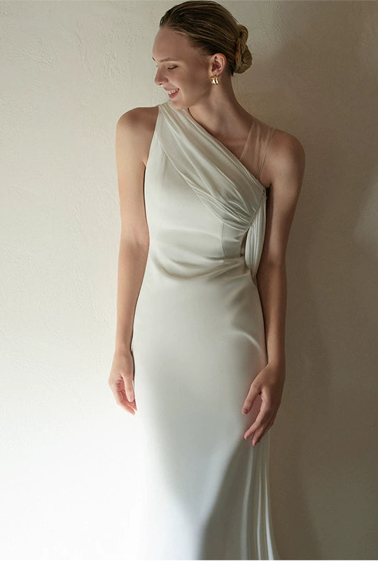 GOUDIN women's white engagement evening dress-OJI.
