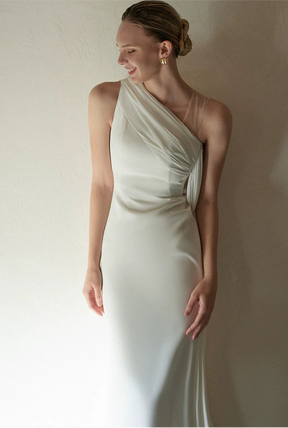 GOUDIN women's white engagement evening dress-OJI.