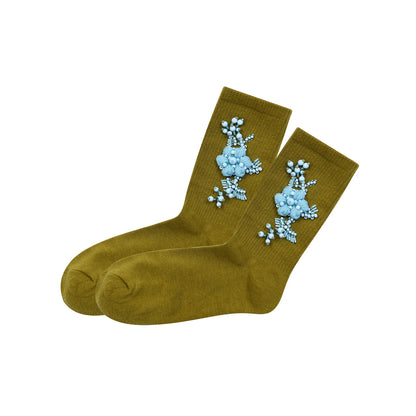 FAME three-dimensional beaded contrasting socks - BENTO.
