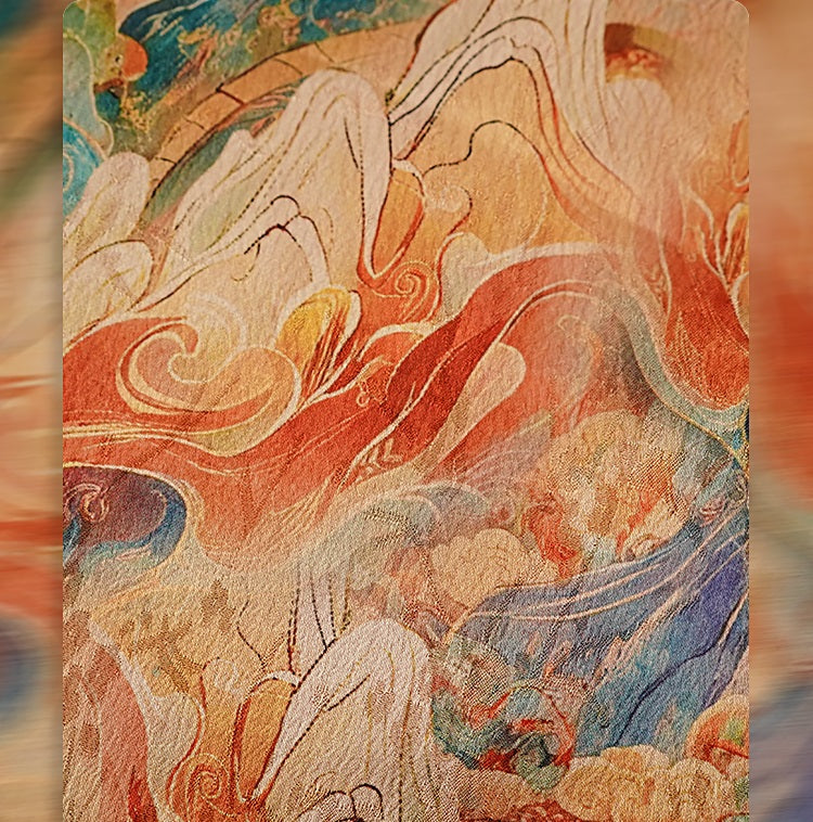 HECO Chinese Contrast Mural Big Swing Fishtail Skirt - MIGRO.