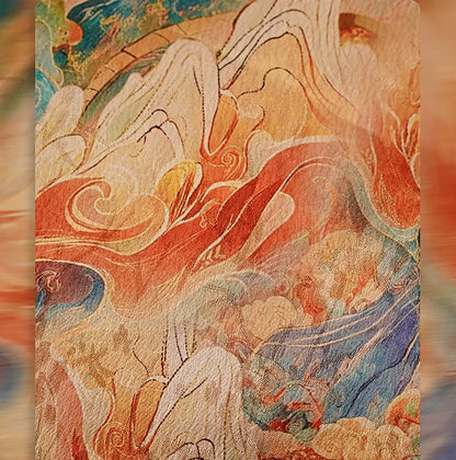 HECO Chinese Contrast Mural Big Swing Fishtail Skirt - MIGRO.