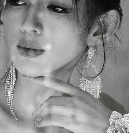 DOLLY High End Rhinestone Tassel Clip Earring-ARIA