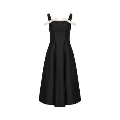 ATELIER MISS LU  Contrasting Bow Splicing Dress Long Skirt - MARTA.