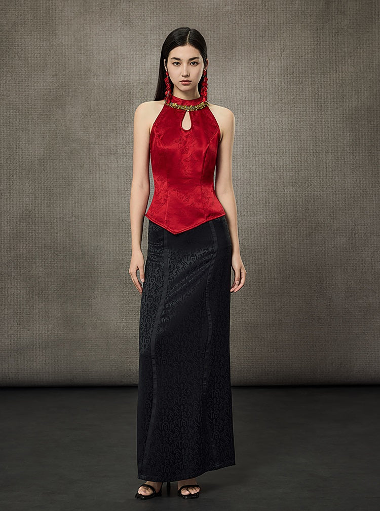 HECO Hollow Lace Temperament Off-the-shoulder Vest- WHOLE.