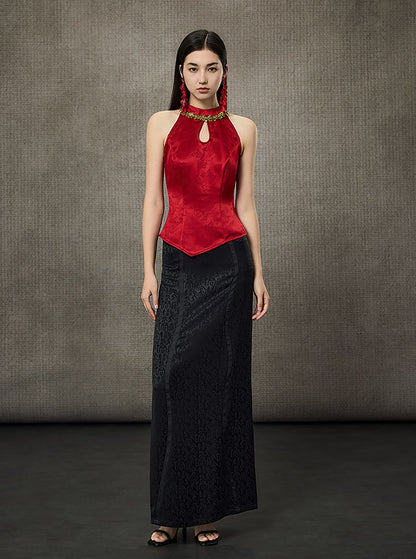 HECO Hollow Lace Temperament Off-the-shoulder Vest- WHOLE.