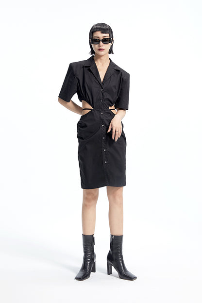 TINY IN shirt padded shoulder waist dress-CHIZZY