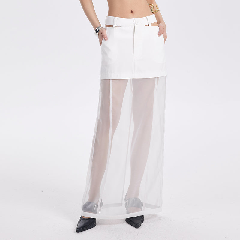 TINY IN mesh spliced two-piece long skirt -TOSHI