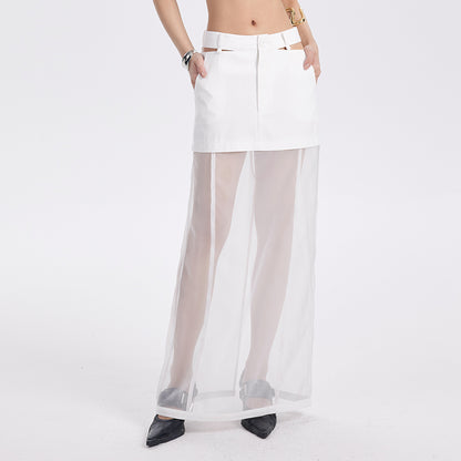 TINY IN mesh spliced two-piece long skirt -TOSHI
