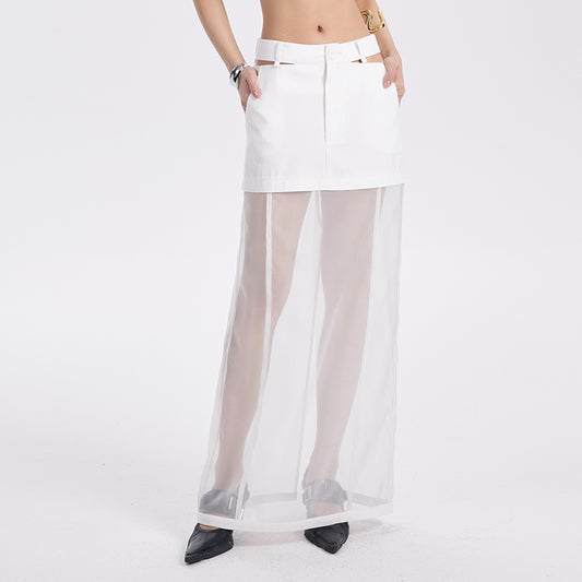 TINY IN mesh spliced two-piece long skirt -TOSHI