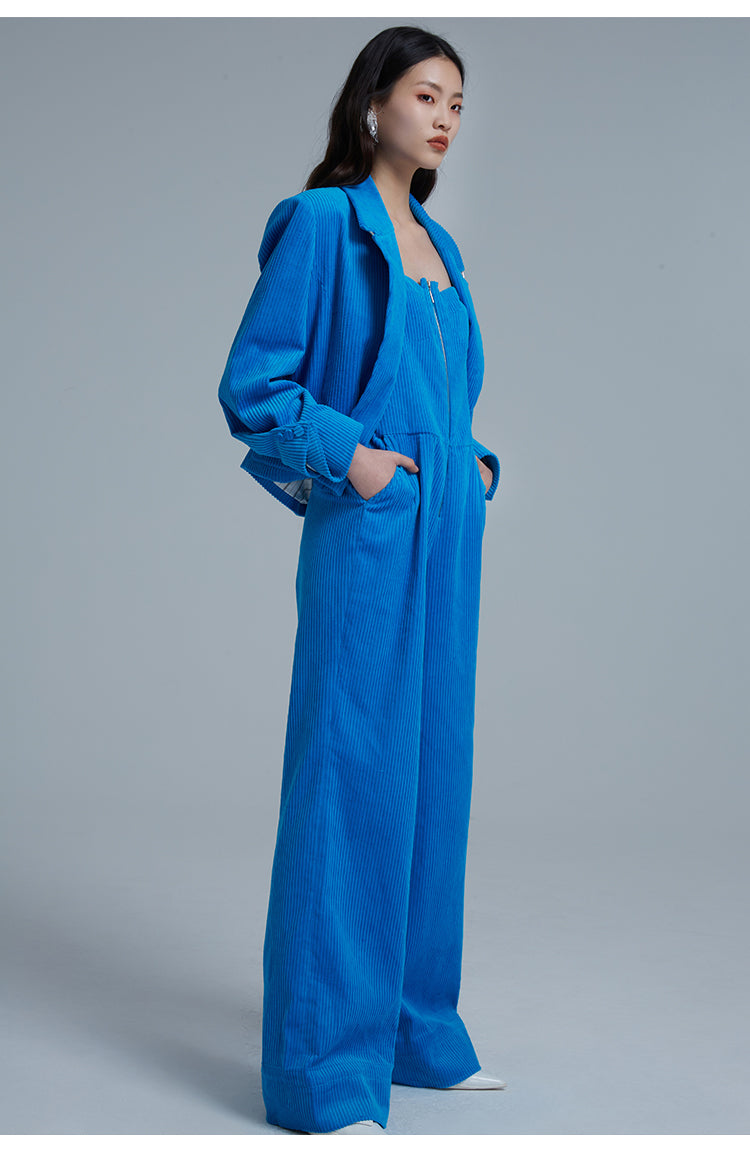 LEDIM W corduroy blue bib jumpsuit - Nella