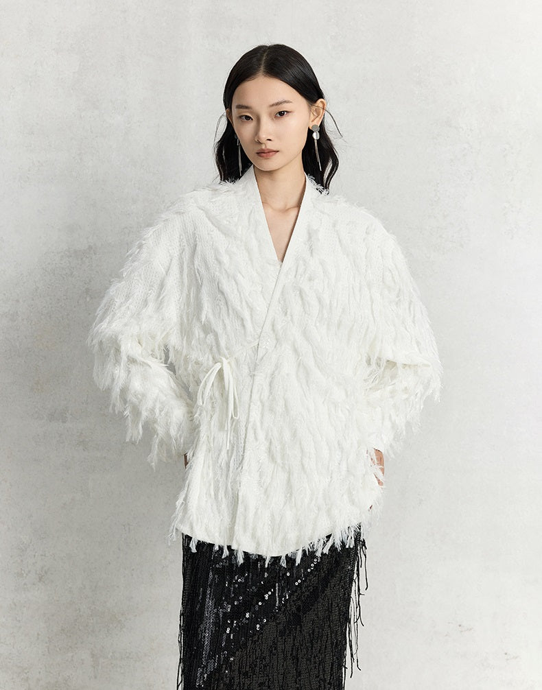 HECO Three-dimensional Tassel Fashion Top Shirt Women - flesh.